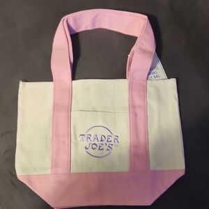 Trader JOE'S Pink Canvas Mini Tote Bag